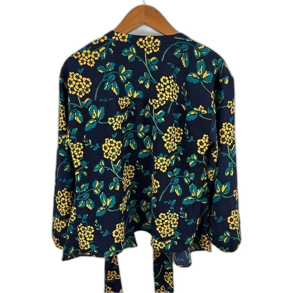 J. Crew Golden Floral Drapey Crepe Wrap Blouse NWT Size Medium - Picture 4 of 15